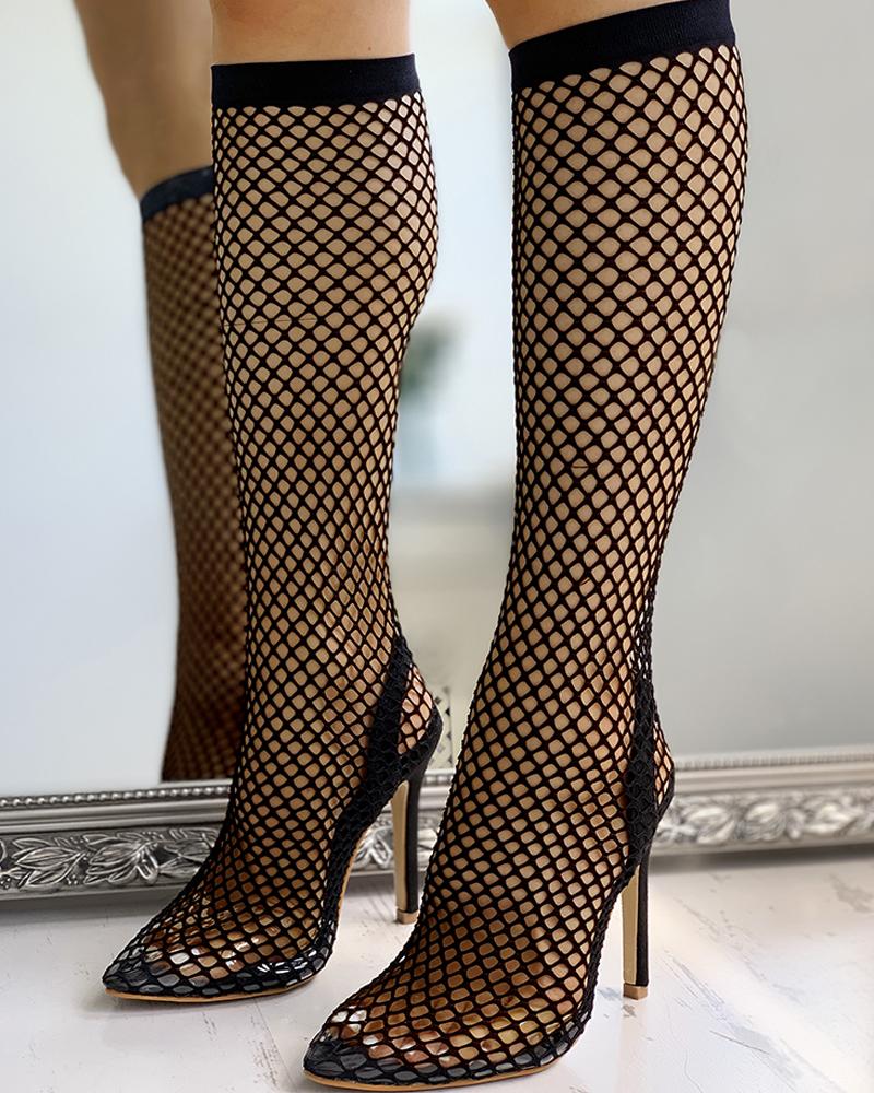 Solid Stocking Design Thin Heels