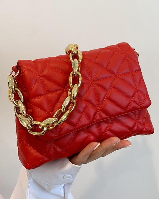 Quilted Chain Strap Flap Shoulder Bag