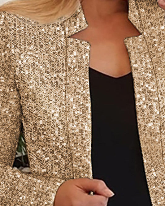 Long Sleeve Sequin Blazer Coat