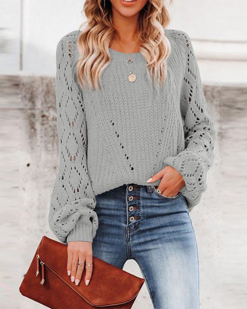 Long Sleeve Pointelle Knit Sweater