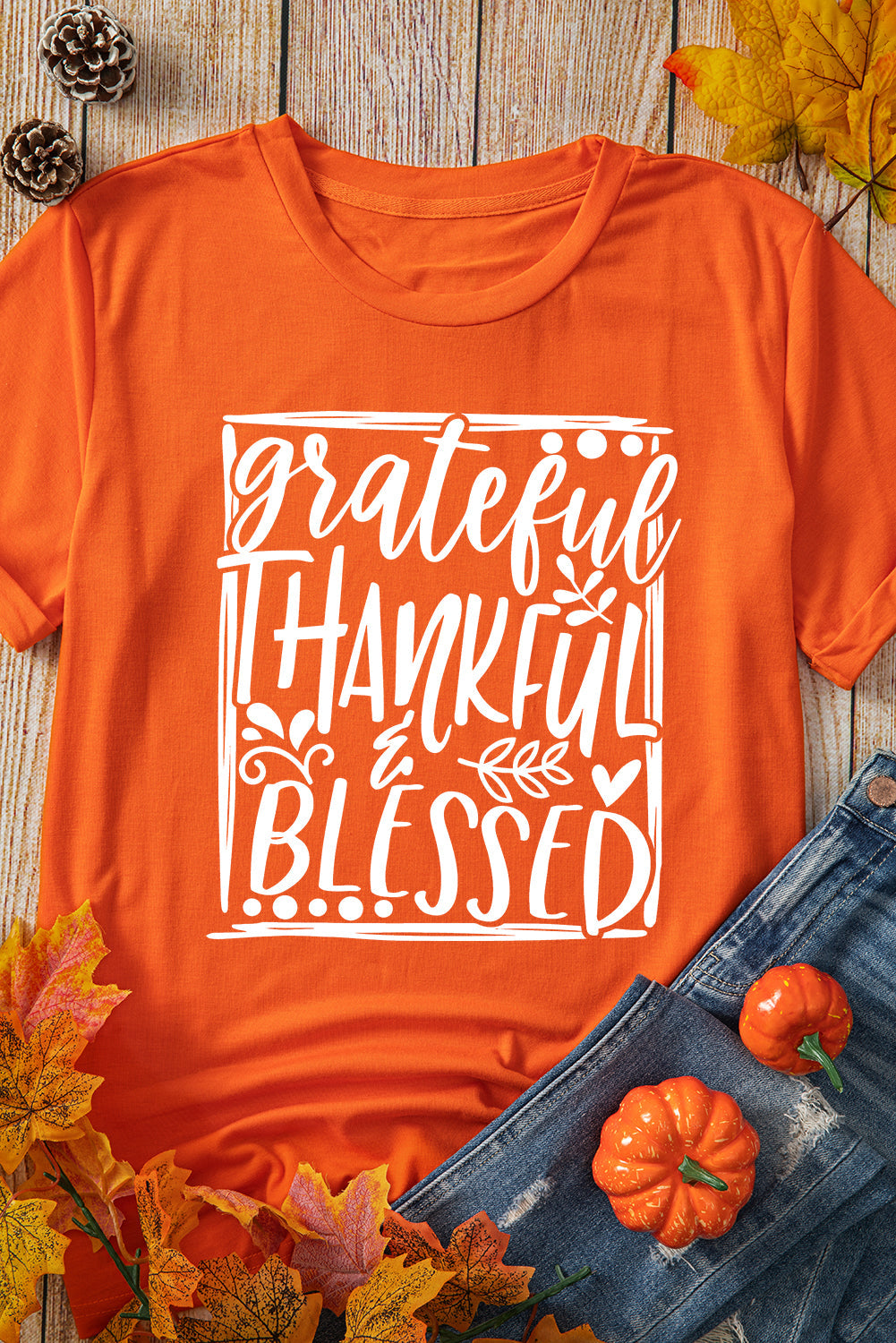 White Thanksgiving Slogan Print Crew Neck T Shirt