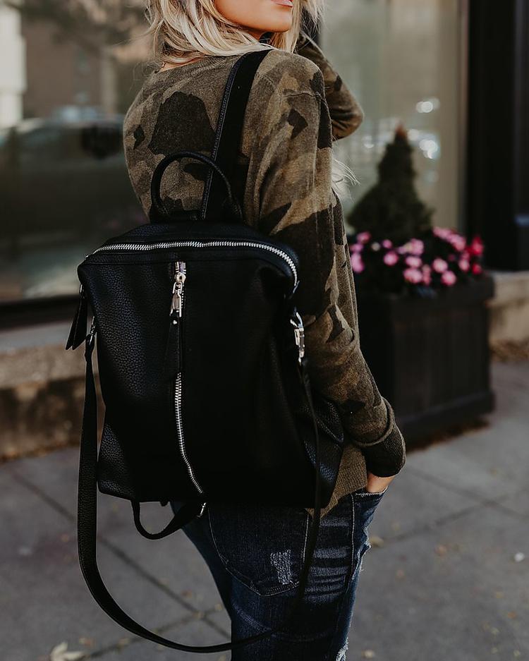 Stylish Camouflage Print Flannel Top