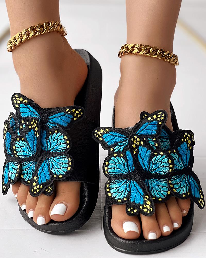 Embroidery Butterfly Slippers Fashionable Summer Sandals