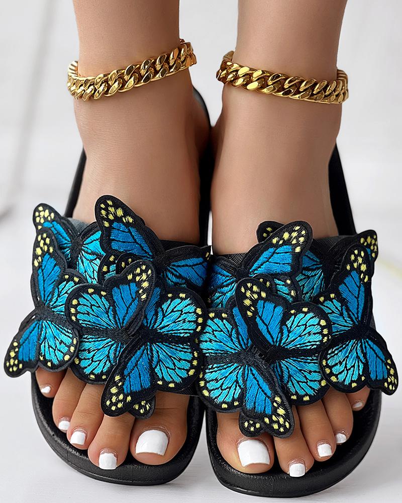 Embroidery Butterfly Slippers Fashionable Summer Sandals