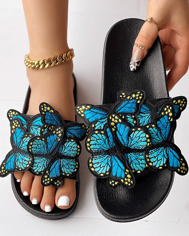 Embroidery Butterfly Slippers Fashionable Summer Sandals