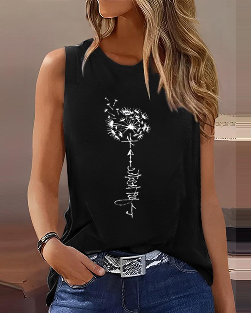 Dandelion Letter Print Casual Tank Top