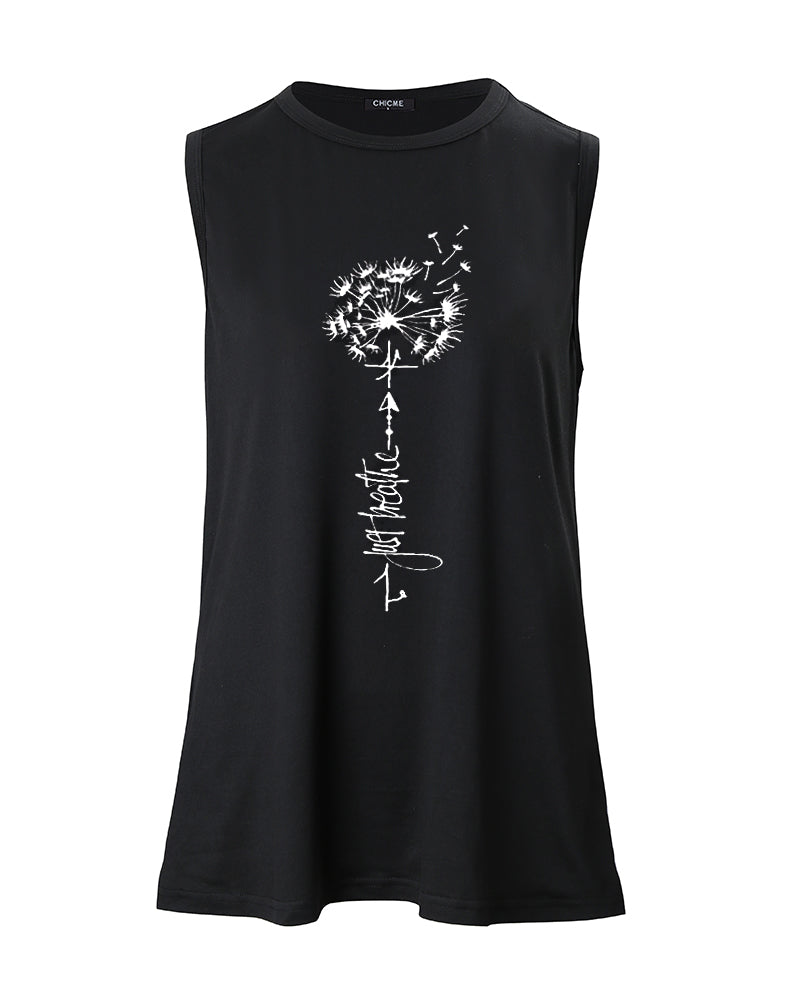 Dandelion Letter Print Casual Tank Top