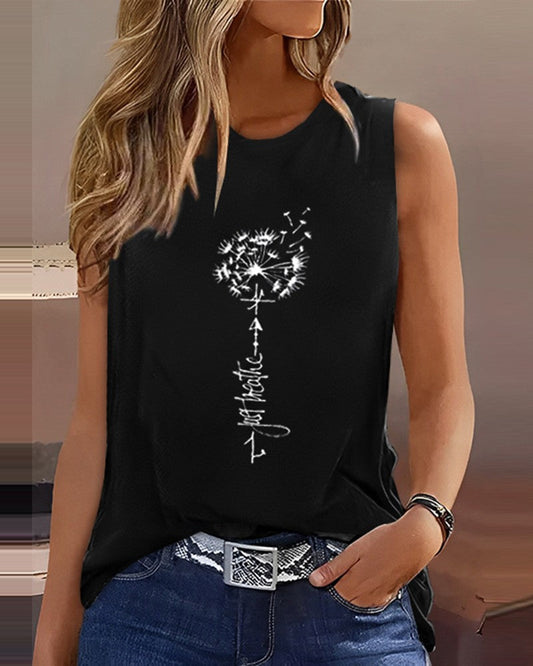 Dandelion Letter Print Casual Tank Top