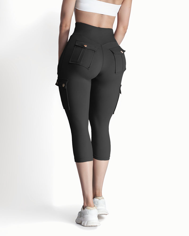 Pocket Design High Waist Sports Active Pants