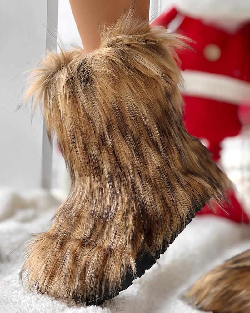 Faux Fur Fluffy Warm Ankle Boots