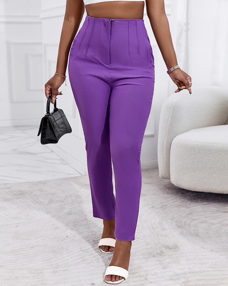 High Waist Cropped Work Pants