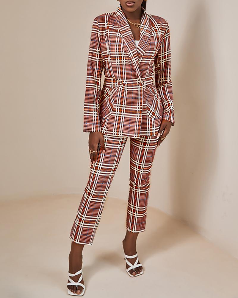 Plaid Print Casual Work Pants