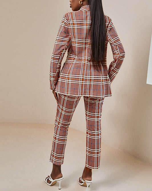 Plaid Print Casual Work Pants