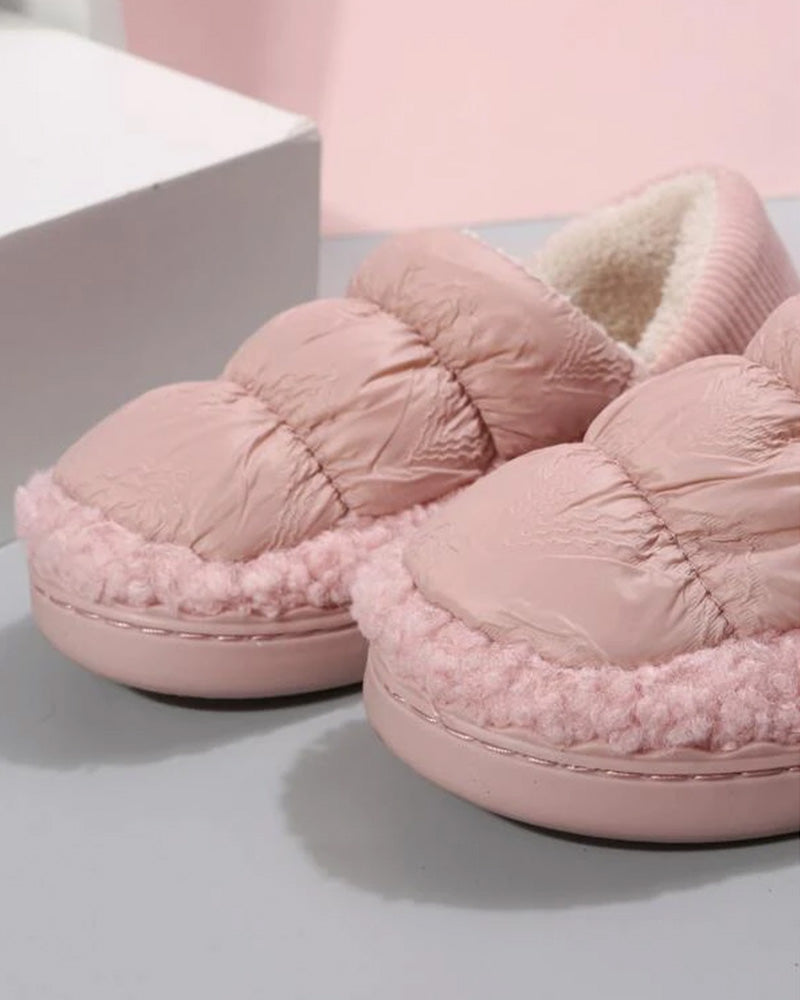 Quilted Round Toe Lined Slip on Slippers