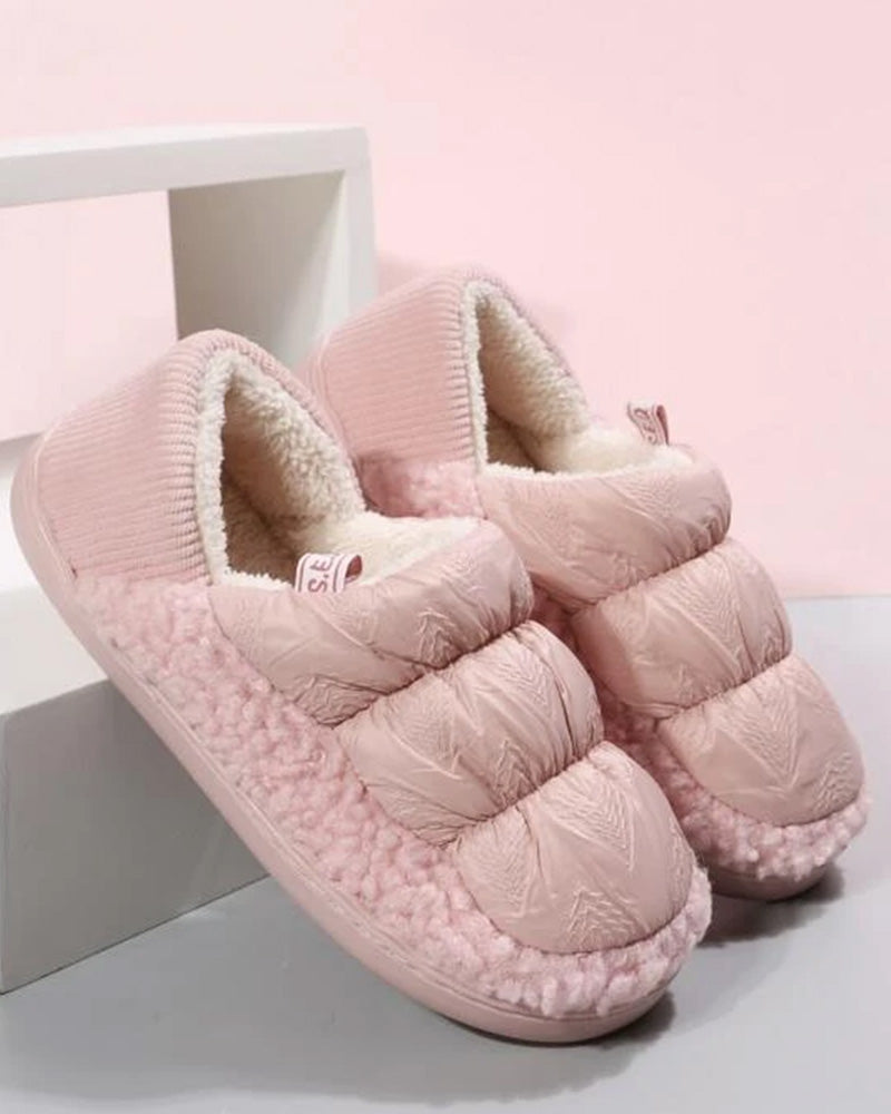 Quilted Round Toe Lined Slip on Slippers