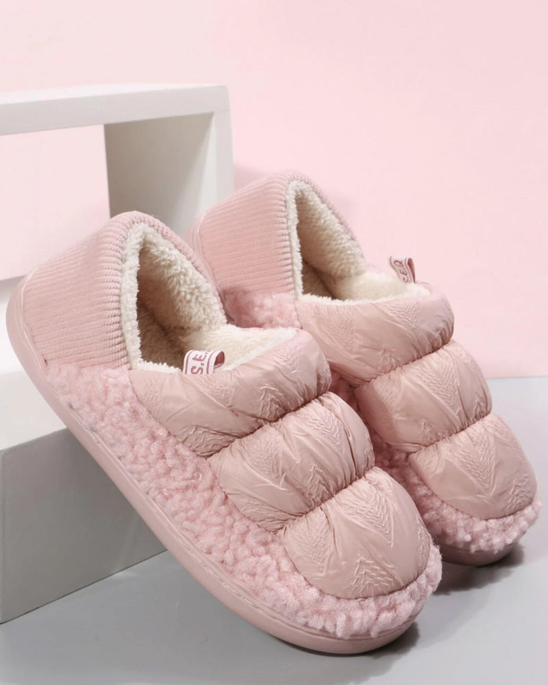 Quilted Round Toe Lined Slip on Slippers