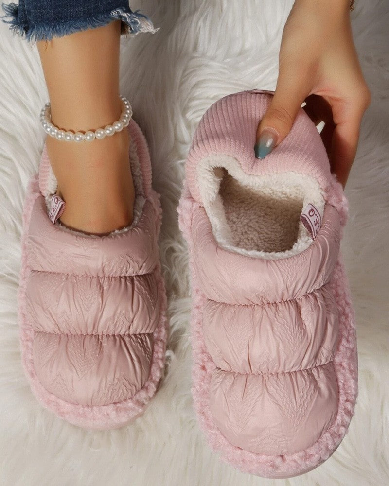 Quilted Round Toe Lined Slip on Slippers