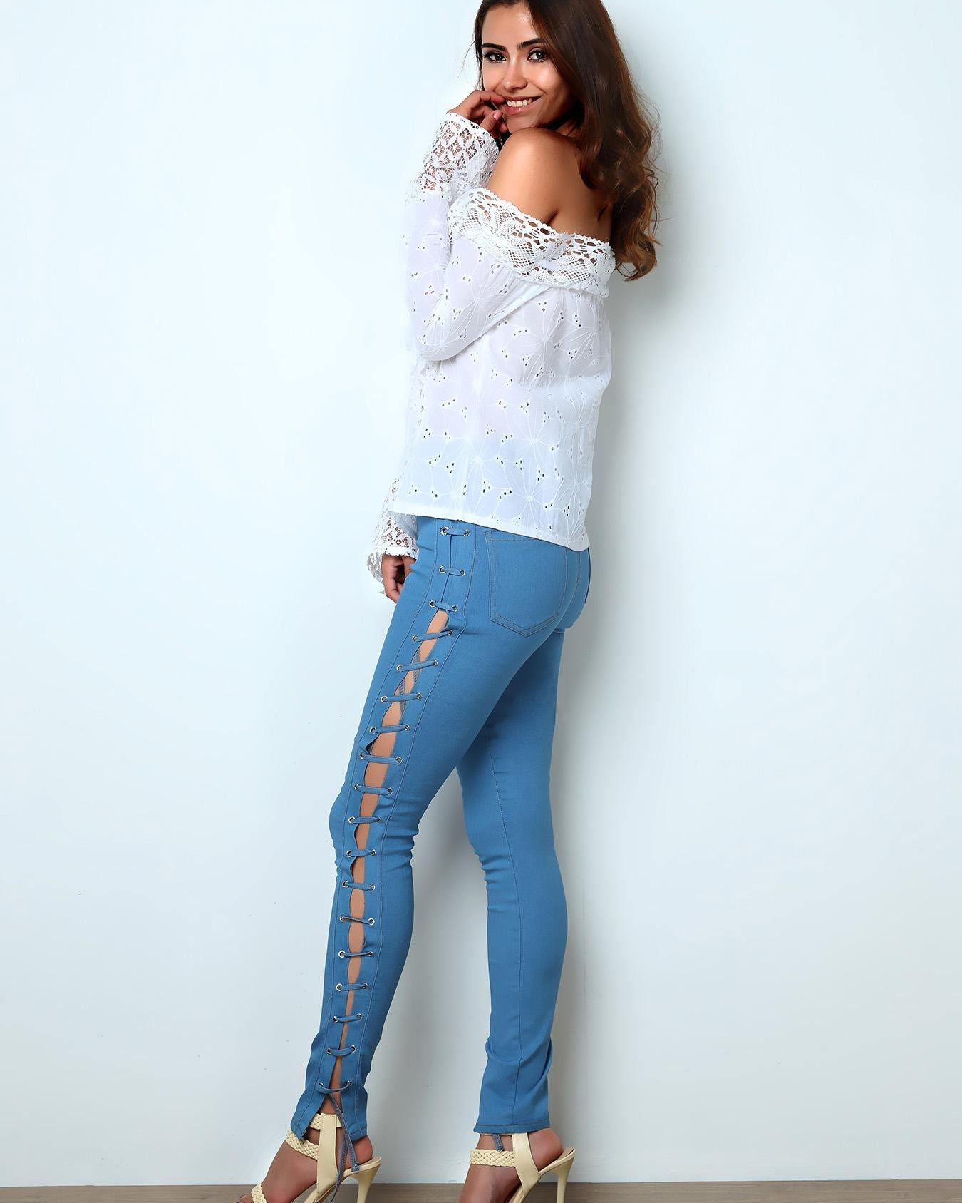 Stylish Lace Off Shoulder Casual Blouse