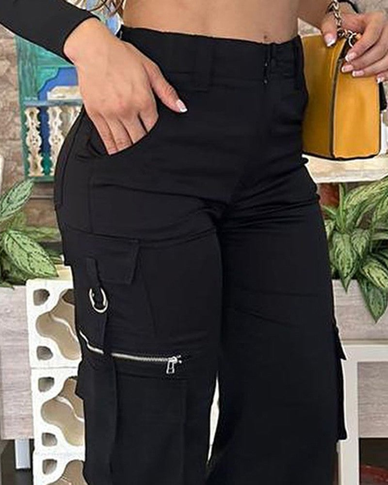 High Waist Wide Leg Cargo Pants