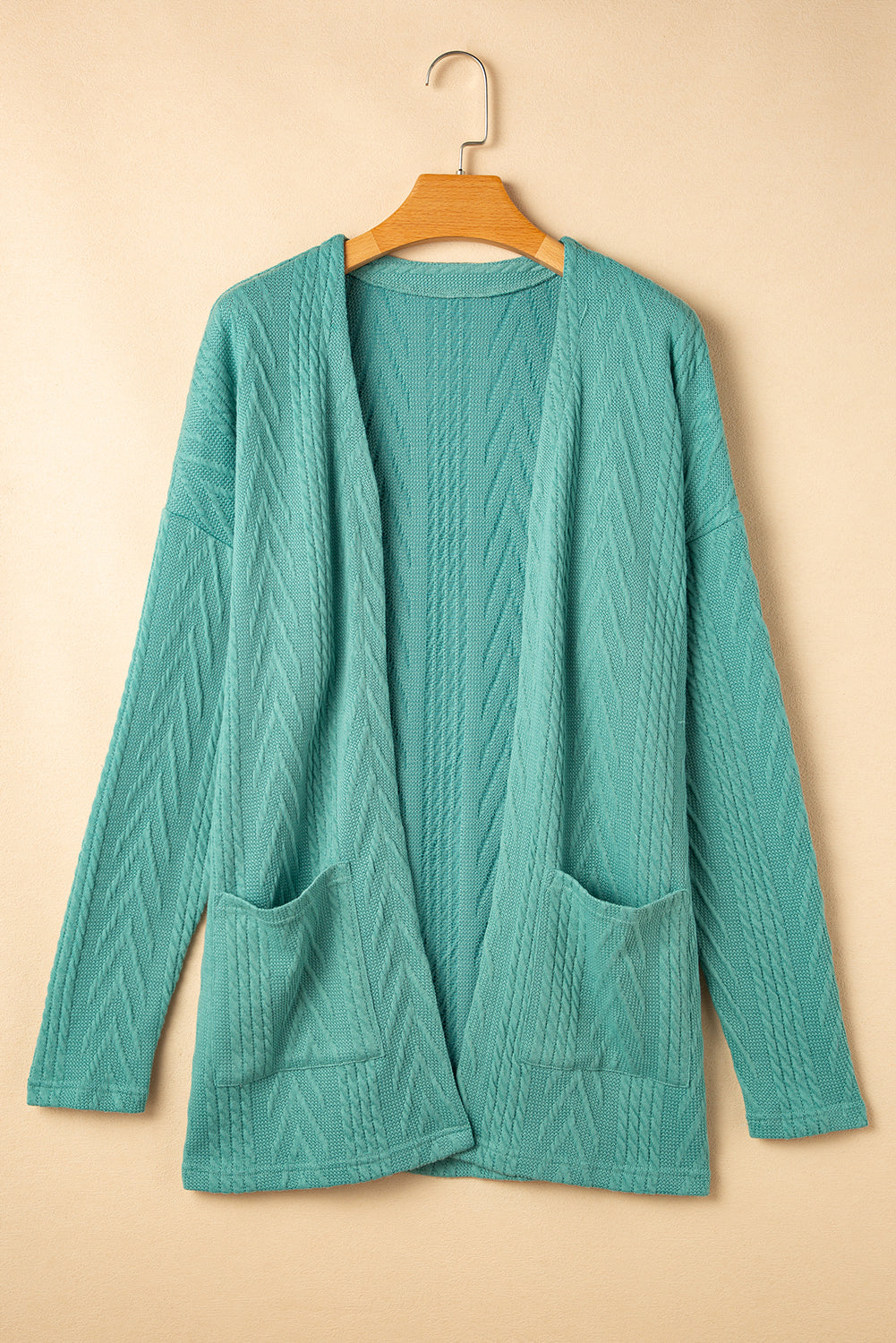 Canton  Solid Textured Open Front Cardigan with Pocket