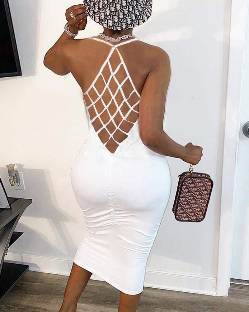 Fishnet Backless Sleeveless Bodycon Dress