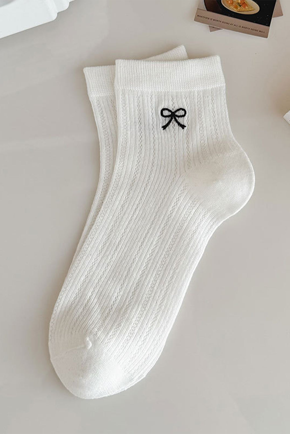 Dark Grey Bow Knot Ankle Socks