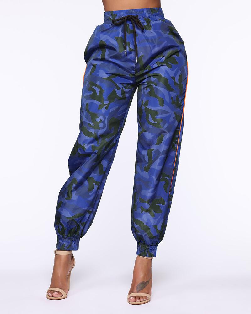 Camouflage Print High Waist Harem Pants