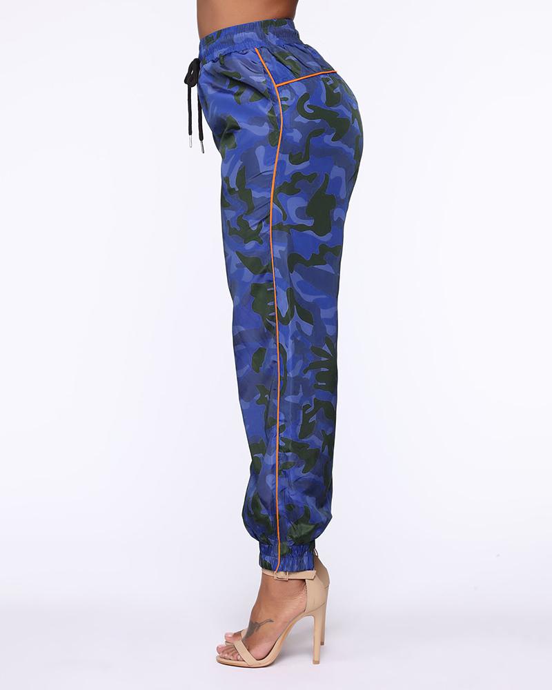 Camouflage Print High Waist Harem Pants