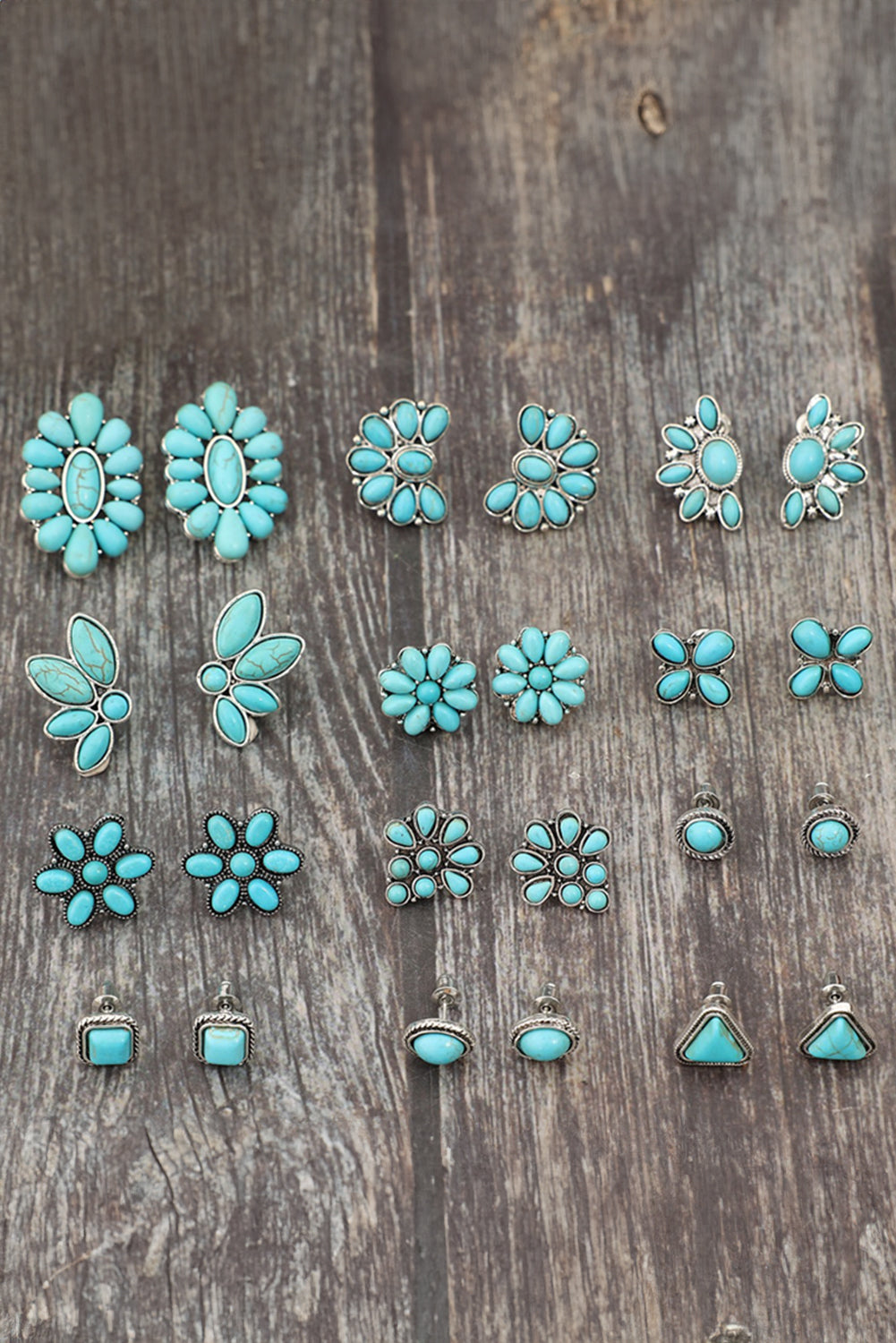 Turquoise Boho Turquoise Inlay Stud Earrings Set