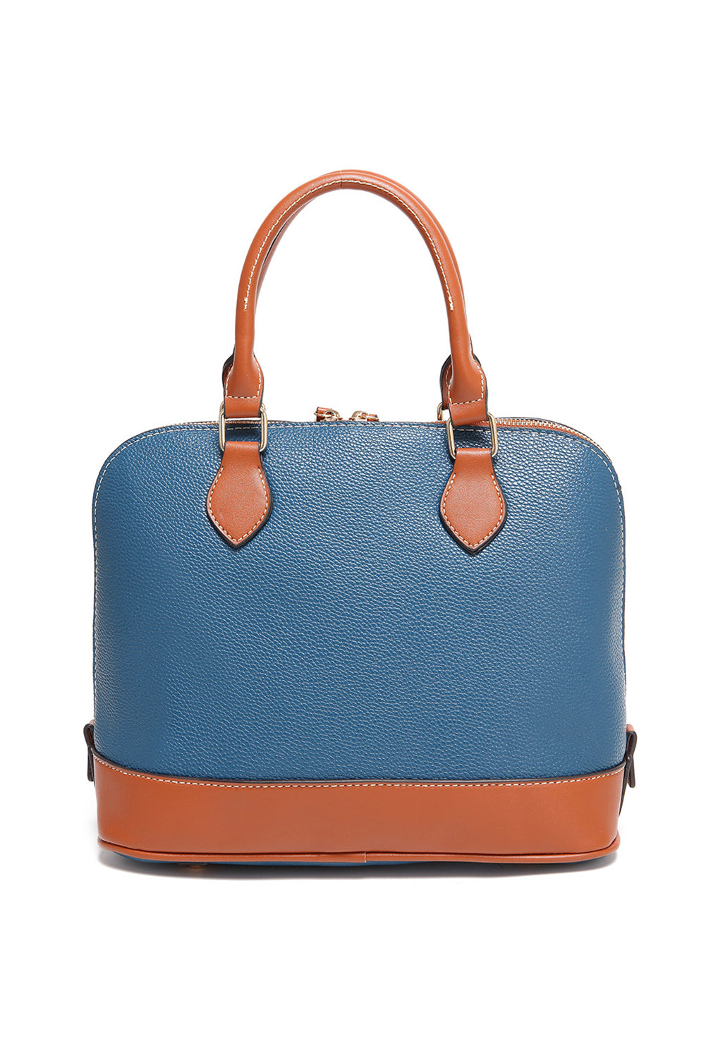 Ashleigh Blue Color Contrast PU Leather Zipper Tote Bag