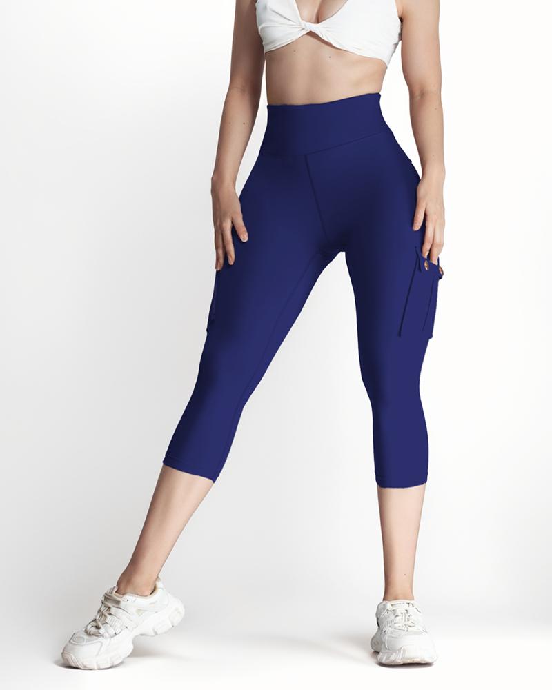 Pocket Design High Waist Sports Active Pants