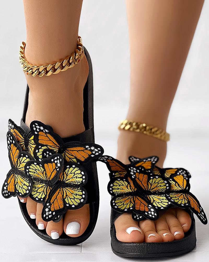 Embroidery Butterfly Slippers Fashionable Summer Sandals