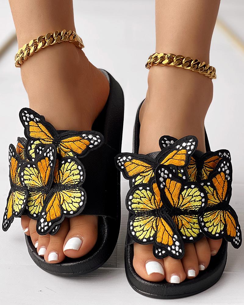 Embroidery Butterfly Slippers Fashionable Summer Sandals