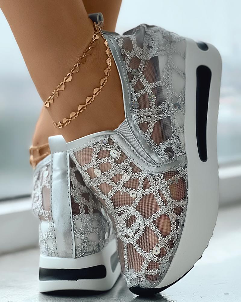 Sequin Slip On Muffin Sneakers