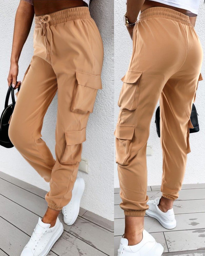 Pocket Design Cuffed Cargo Pants