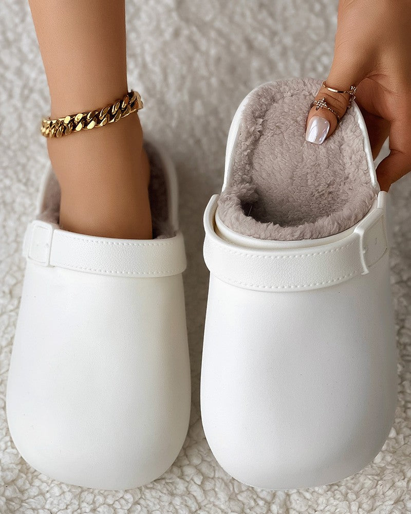 Buckled Lined Winter Thermal Slippers