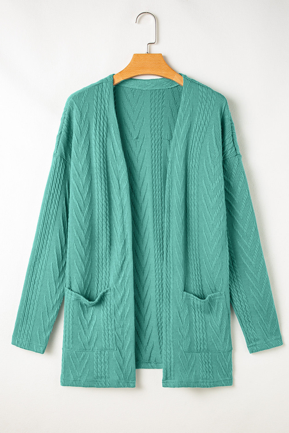 Canton  Solid Textured Open Front Cardigan with Pocket