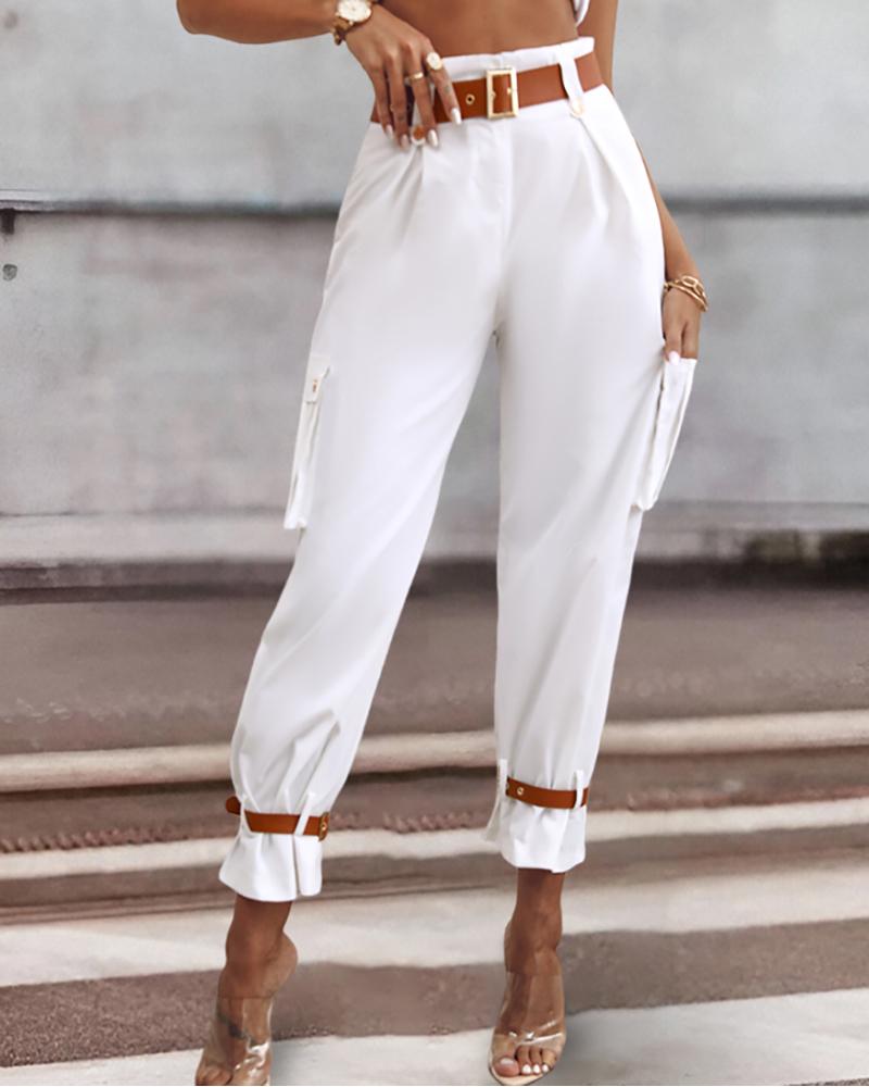 Pocket Design High Waist Pants