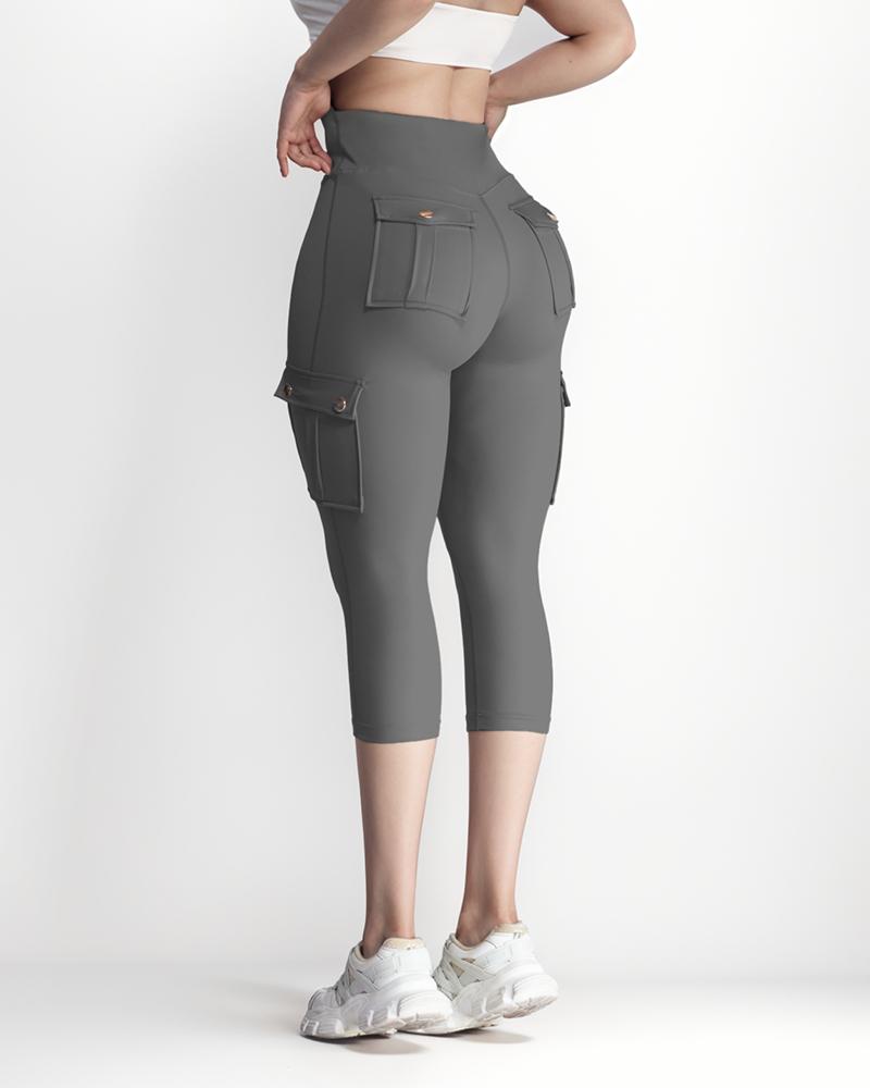 Pocket Design High Waist Sports Active Pants