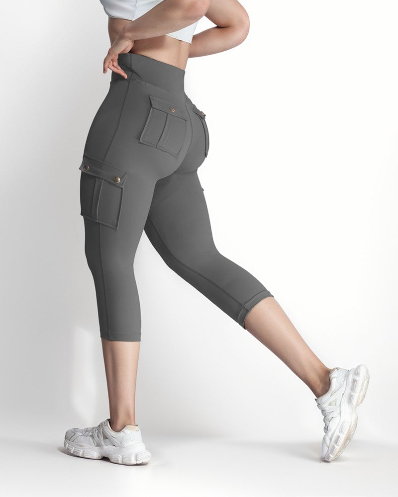 Pocket Design High Waist Sports Active Pants