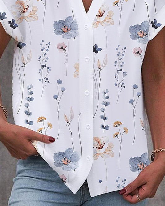 Floral Print Notch Neck Top