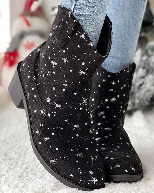 Star Chunky Heel Ankle Boots