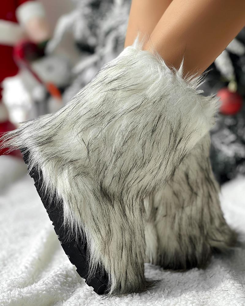 Faux Fur Fluffy Warm Ankle Boots