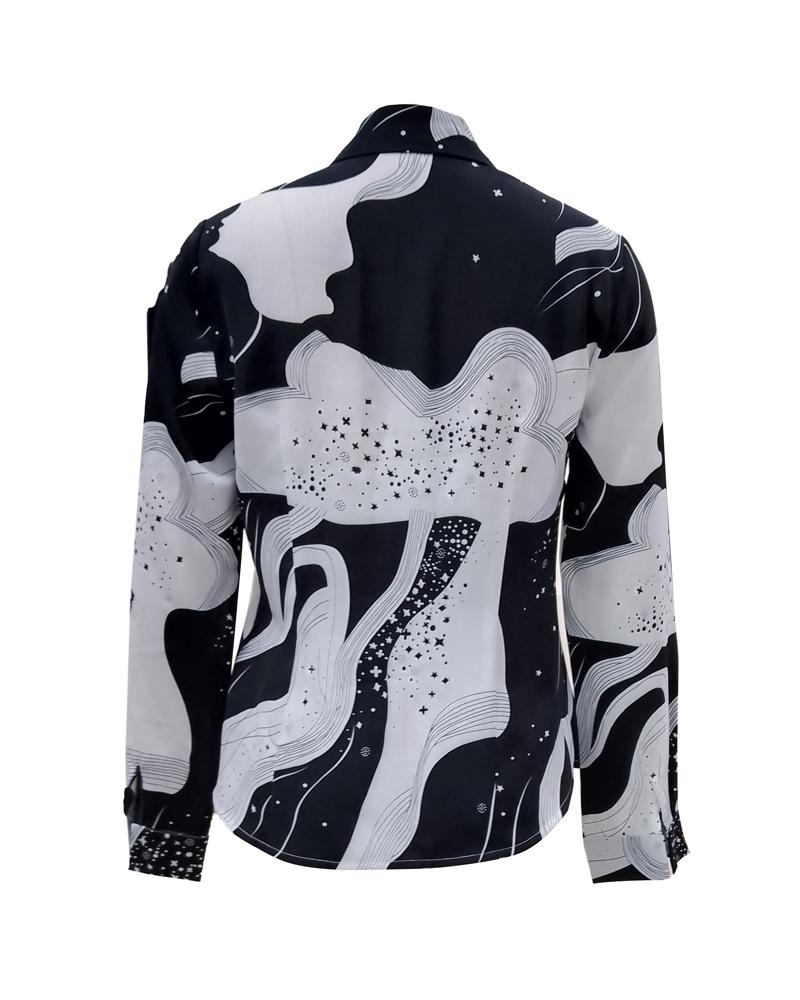 Plus Size Galaxy Print Button Down Shirt