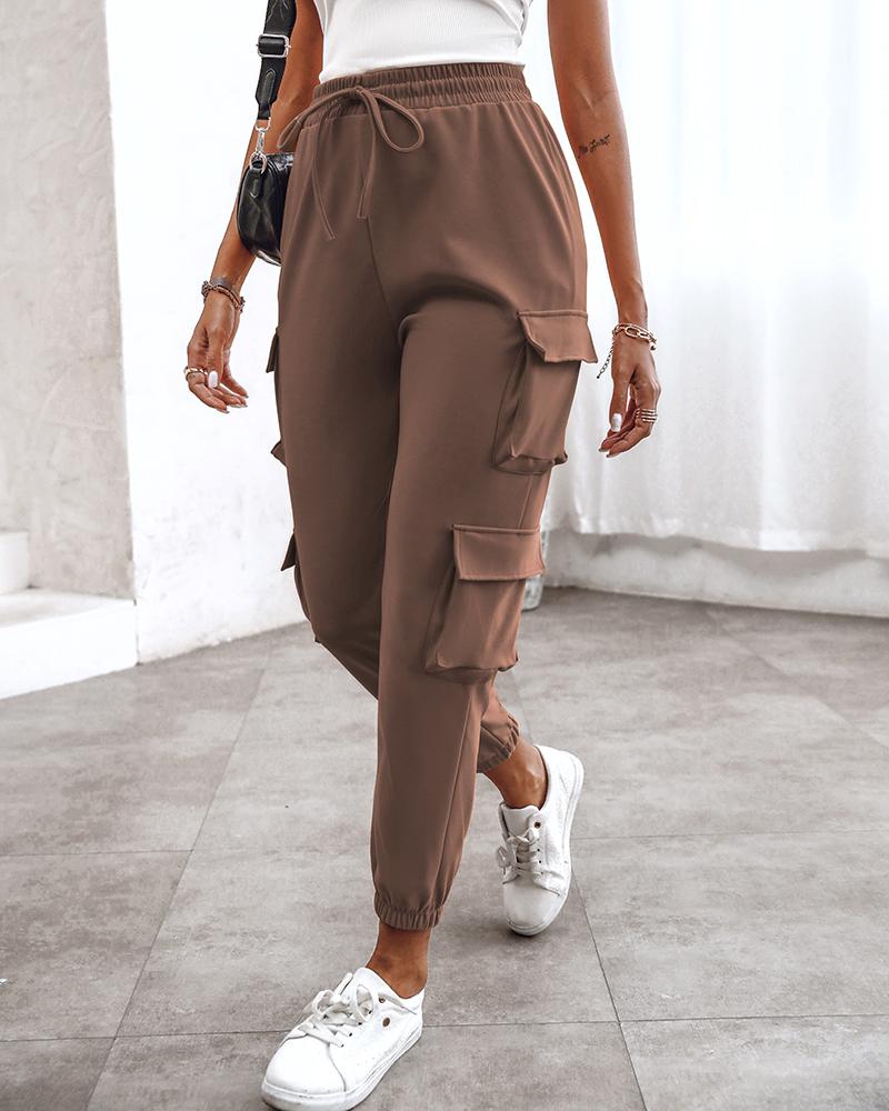 Pocket Design Cuffed Cargo Pants