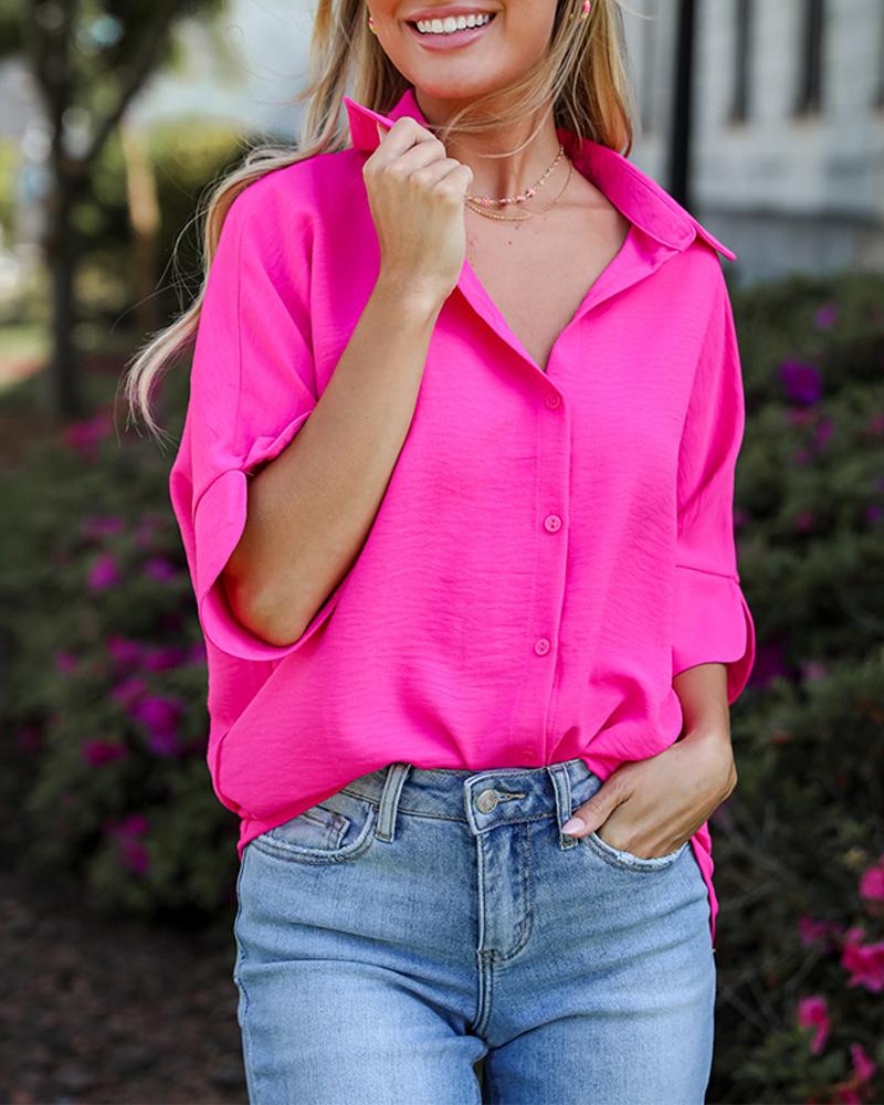 Turn down Collar Buttoned Casual Top