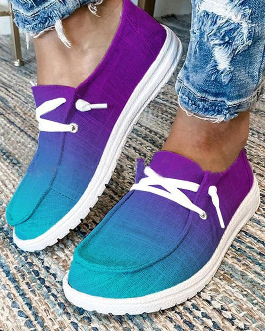 Ombre Lace up Casual Slip on