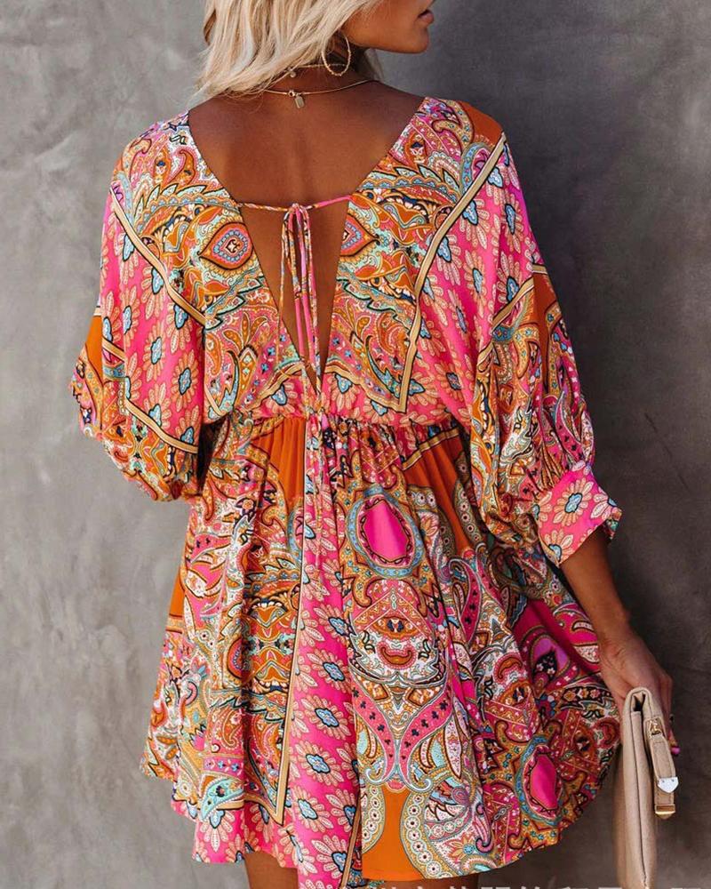 All Over Print Half Sleeve Casual Dress