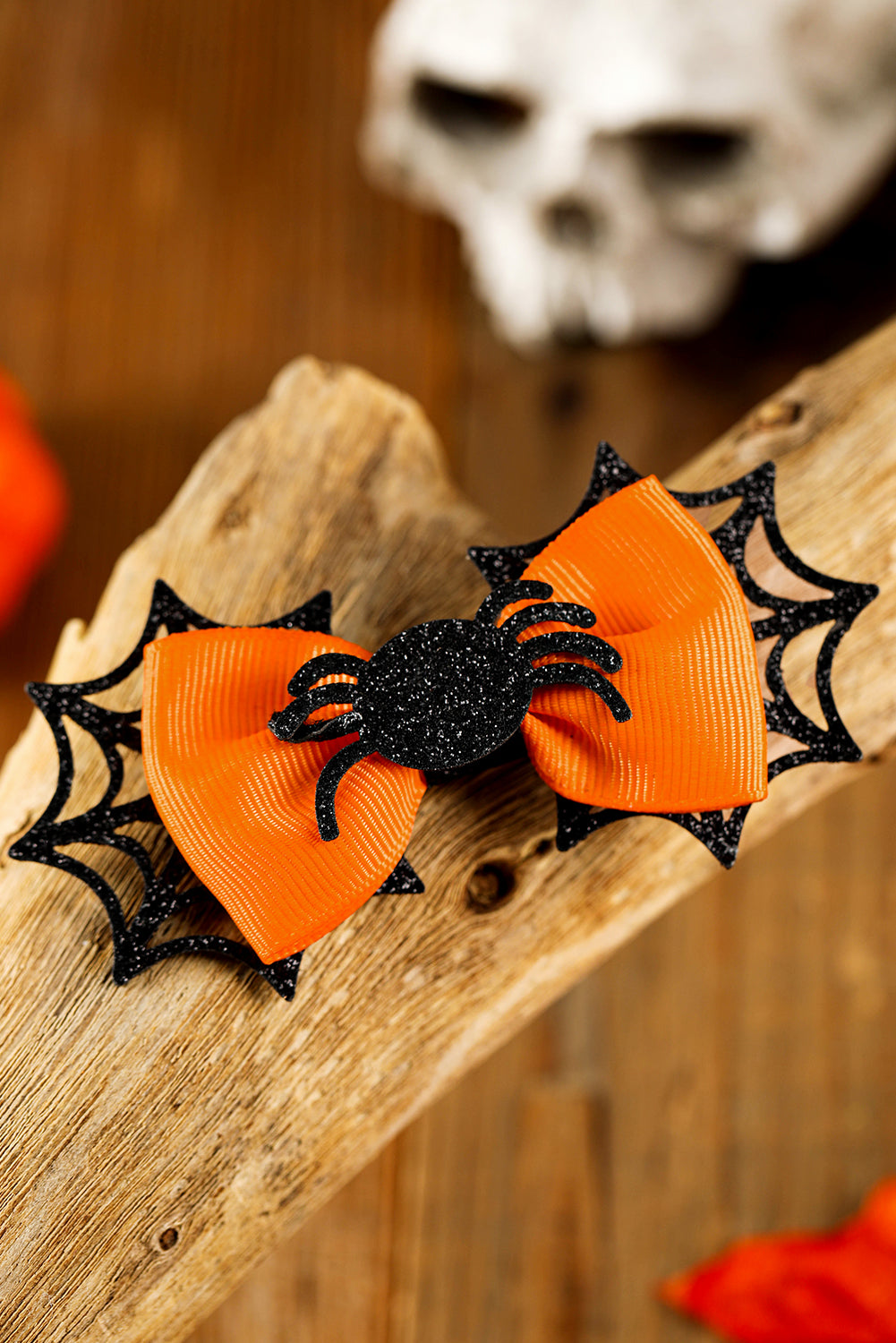 Carrot Spider Web Bowknot Halloween Hair Clip