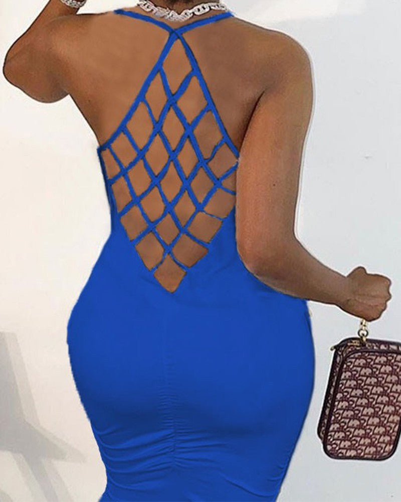 Fishnet Backless Sleeveless Bodycon Dress